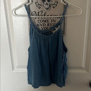 Women’s Blue Sleeveless Braided-Strap Tank Top